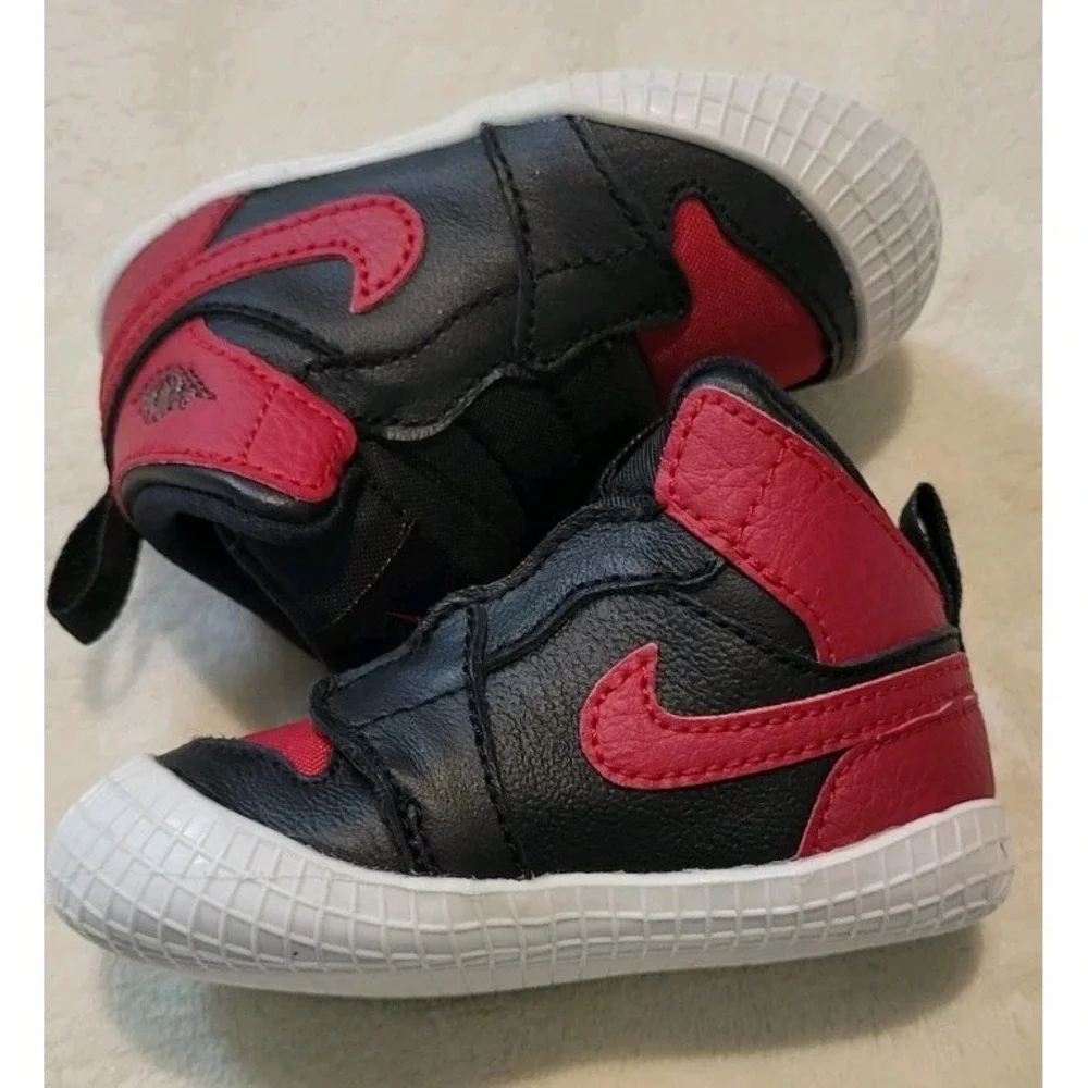 NIKE AIR JORDAN 1 CRIB BOOTIE HIGH SIZE 4C BLACK VARSITY ROYAL BABY NEWBORN